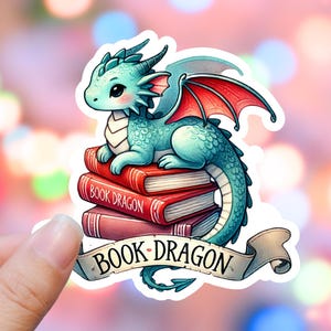 Book Dragon Stickers, Fantasy Sticker, Fourth Wing Decal, Romantasy Decal, Galentine Gift, Cute Dragon Stickers, Scrapbook Sticker, Magic