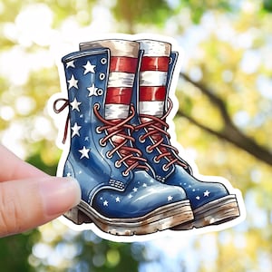 Sticker bottes militaires, cadeau 4 juillet, sticker soldat américain, cadeau fête de l'indépendance, sticker armée américaine, bottes de combat, sticker patriotique
