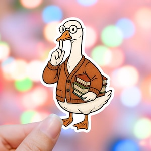 Reading Goose Sticker, Silly Goose Stickers, Funny Meme Decal, Cute Animal Sticker, Phone Case Sticker, Water Bottle Decal, Laptop Sticker