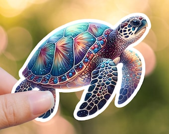 Beach Stickers, Sea Turtle Water Bottle Sticker, Sea Life Sticker For Phone Case, Ocean Sticker, Summer Style, Vacation Stickers,Summer Gift
