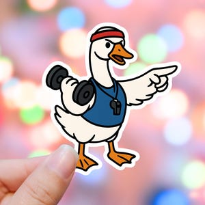Gym Goose Sticker, Silly Goose Stickers, Funny Meme Decal, Cute Animal Sticker, Phone Case Sticker, Water Bottle Decal, Laptop Sticker