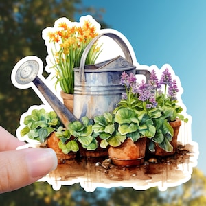 Sticker de jardinage, Sticker plante, Sticker printanier, Cadeau pour maman, Stickers botaniques, Sticker floral, Sticker pour journal intime, Bouteille d'eau