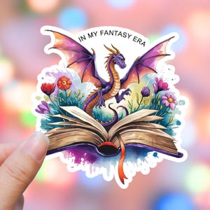 Book Dragon Stickers, Fantasy Sticker, Fourth Wing Decal, Romantasy Decal, Galentine Gift, Cute Dragon Stickers, Scrapbook Sticker, Magic