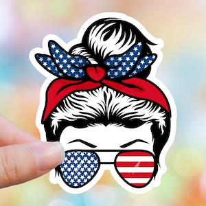 Stickers 4 juillet, Sticker femme vétéran de l'armée fière, Cadeau du jour de l'indépendance, Sticker femme vétéran, Sticker maman américaine, Sticker patriotique
