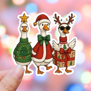 Christmas Goose Sticker, Silly Goose Stickers, Funny Meme Decal, Cute Animal Sticker, Phone Case Sticker, Water Bottle Decal, Laptop Sticker