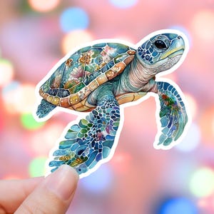 Sea Turtle Sticker, Water Bottle Sticker, Ocean Sticker, Summer Style Decal, Sea Life Sticker, Beach Sticker, Vacation Sticker, Travel Gift