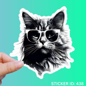 Cool Cat Sticker Grey Cat Silly Cat Sticker Laptop Sticker Water Bottle Sticker Flower Sticker Cute Cat Kitten Sticker Cat Breeds
