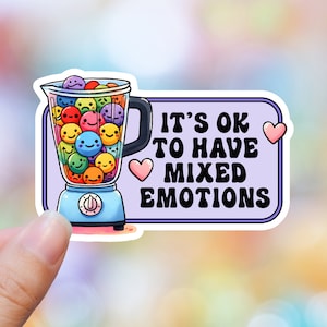 Il est permis d'avoir des émotions partagées, Sticker santé mentale pour elle, Sticker pour ordinateur portable, Sticker bouteille d'eau, Sticker anxiété, Sticker affirmation