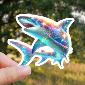 Shark Stickers, Summer Style Gift, Water Bottle Sticker, Beach Decal, Sea Life Sticker, Ocean Sticker, Vacation Stickers, Tropical Decal