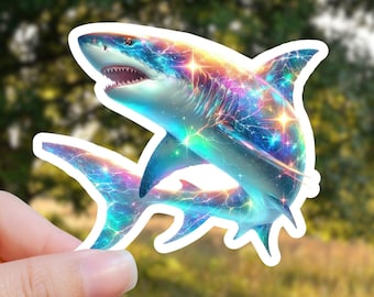 Shark Stickers, Summer Style Gift, Water Bottle Sticker, Beach Decal, Sea Life Sticker, Ocean Sticker, Vacation Stickers, Tropical Decal