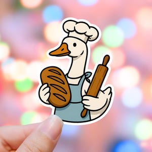 Baker Goose Sticker, Silly Goose Stickers, Funny Meme Decal, Cute Animal Sticker, Phone Case Sticker, Water Bottle Decal, Laptop Sticker