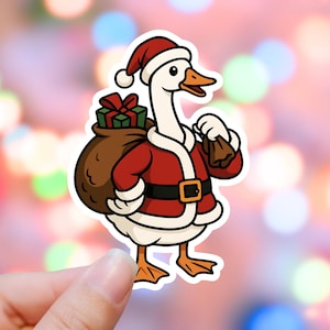 Santa Goose Sticker, Silly Goose Stickers, Funny Meme Decal, Cute Animal Sticker, Phone Case Sticker, Water Bottle Decal, Laptop Sticker
