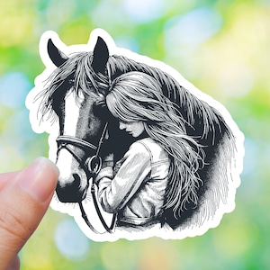 Girl and Horse Sticker Horse Sticker Unicorn Sticker Dark Horse Sticker Stallion Horse Laptop Sticker Fantasy Sticker Romance Sticker Books