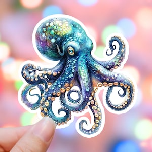 Octopus Sticker, Ocean Animal Sticker, Sea Life Sticker For Cup, Beachy Boho Stickers, Summer Style Sticker, Tropical Vacation Decal