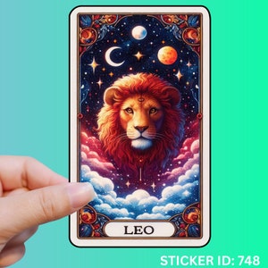 Sticker carte tarot Lion Sticker ordinateur portable Sticker tarot Sticker fantaisie Sticker zodiaque Sticker astrologie Sticker diseuse de bonne aventure Sticker tarot