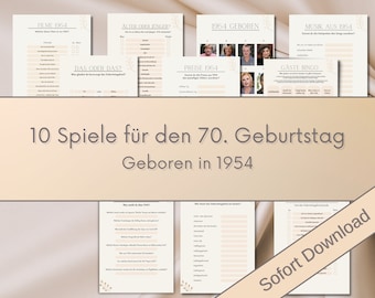 70. Geburtstag | 10 Spiele | Geburtstag | Geschenk | PDF | Download | Herunterladen| Party |