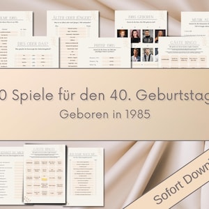 40th Birthday | 10 Games | Birthday | Gift | PDF | Download | Download | Party | Beige
