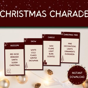 Charades de Noël | 99 cartes | Devinez les mots | PDF | ANGLAIS| Télécharger | Jeu | Cartes de charade | Fête | Décoration | Amusant