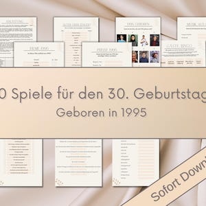 30th Birthday | 10 Games | Birthday | Gift | PDF | Download | Download | Party | Beige