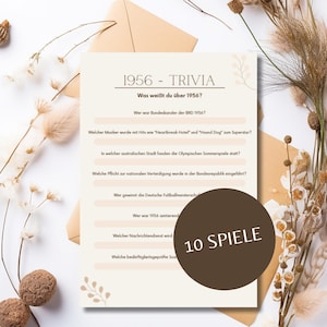 70. Geburtstag Spiele – Jahrgang 1956 | 10 lustige Partyspiele | PDF Sofort Download | Geschenkidee | Beige