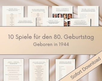 80. Geburtstag | 10 Spiele | Geburtstag | Geschenk | PDF | Download | Herunterladen| Party |