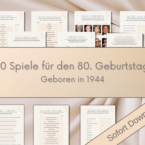 80. Geburtstag | 10 Spiele | Geburtstag | Geschenk | PDF | Download | Herunterladen| Party |