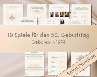 50. Geburtstag | 10 Spiele | Geburtstag | Geschenk | PDF | Download | Herunterladen| Party | Beige