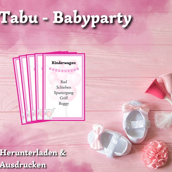 taboo | 99 cards | baby shower | girl | terms rates | PDF | German | Download | Download | game | taboo cards | baby shower | Pink