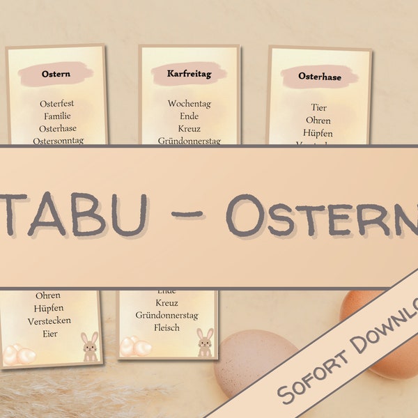 Tabu | 99 Karten | Ostern | Begriffe Raten | PDF | Deutsch | Download | Herunterladen | Spiel | Tabukarten | Frühling