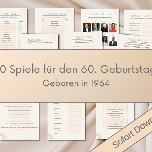 60. Geburtstag | 10 Spiele | Geburtstag | Geschenk | PDF | Download | Herunterladen| Party |