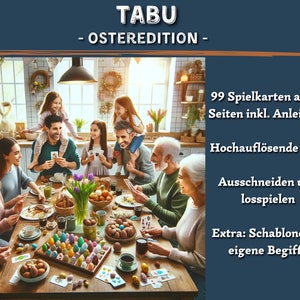 Taboo | 99 cards | Easter | Terms Rates | PDF | German | Download | Download | game | Taboo cards | Spring