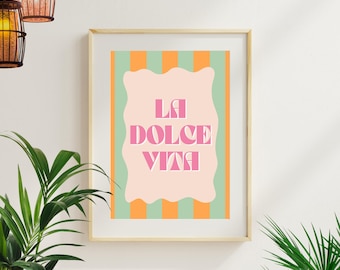La Dolce Vita Print: Italienisches Typographie Poster, buntes Wohndekor (Digitaler Download)