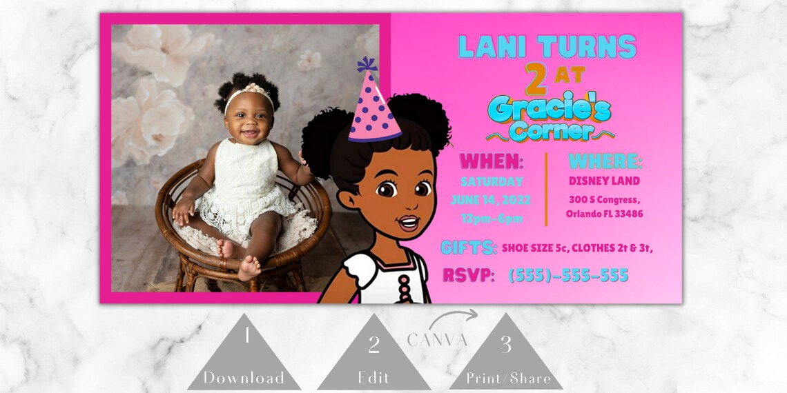 Gracie's Corner Editable Birthday Template Gracie's Etsy