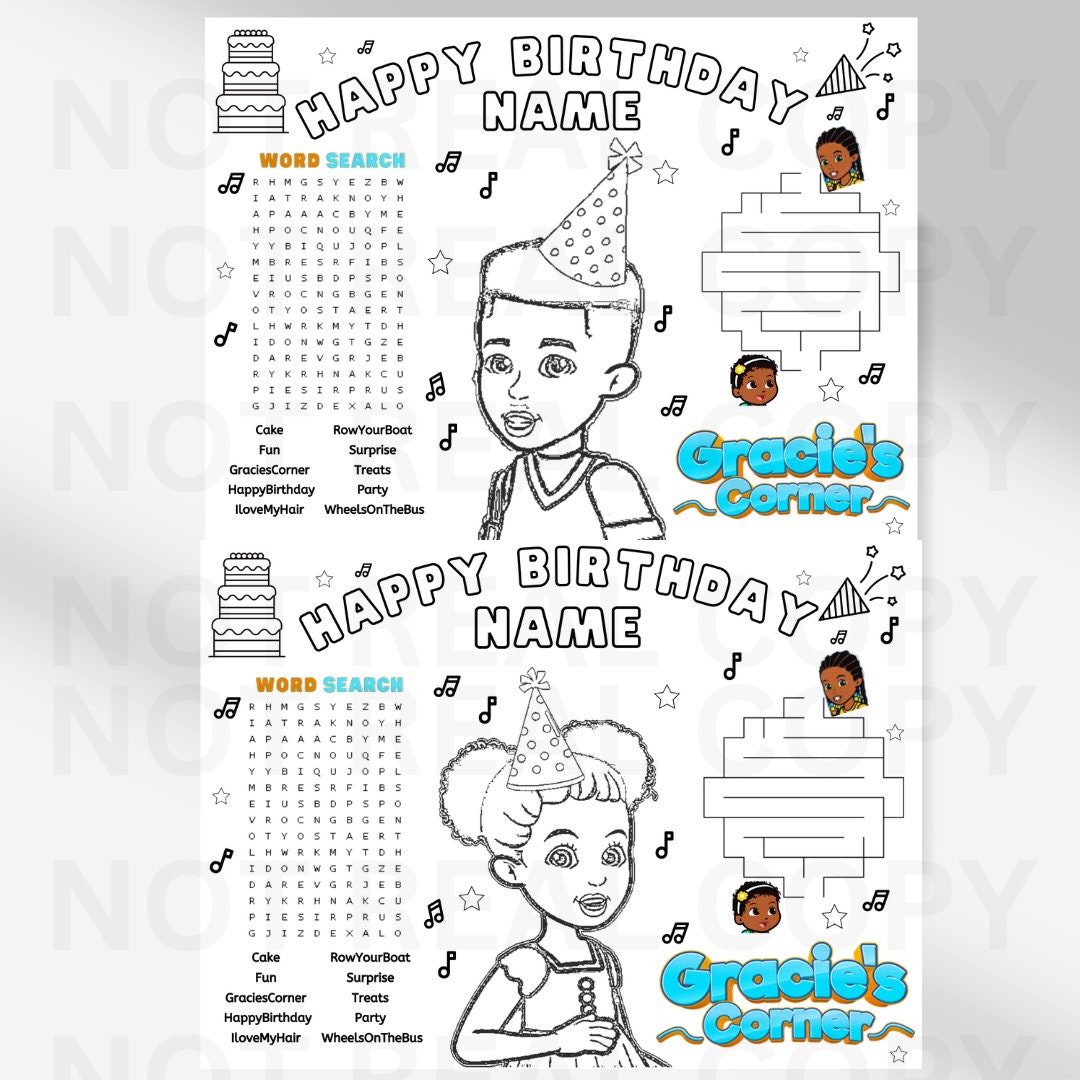 Gracie's Corner Happy Birthday Activity Sheet Gracies - Etsy