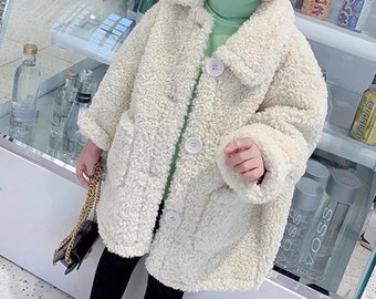 Girls lambswool effect coat/jacket | longline winter coat | baby girl | young girl | girls clothing | girls winter fur coat