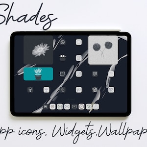 Shades iPad Icon Pack, iPhone App Icons Black and Eggshell White, Minimalist iOS Wallpapers and Widgets, Aesthetic Icons for Home Screen
