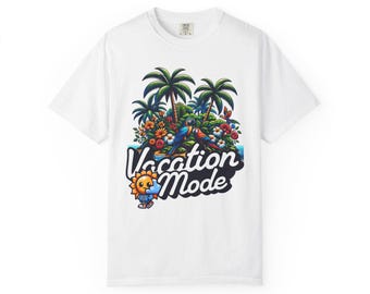 Chemise tropicale mode vacances : palmiers, perroquets, t-shirt graphique soleil