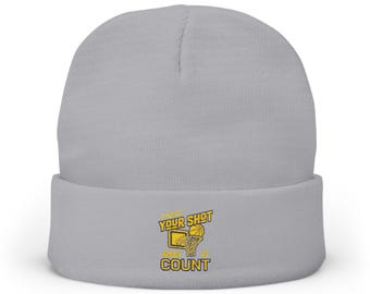 Bonnet en tricot brodé Shoot Your Shot : chapeau tendance streetwear confortable, tenue décontractée