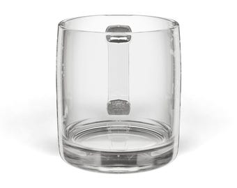 à café en verre gravé | Motif floral monogramme, 12,25 oz