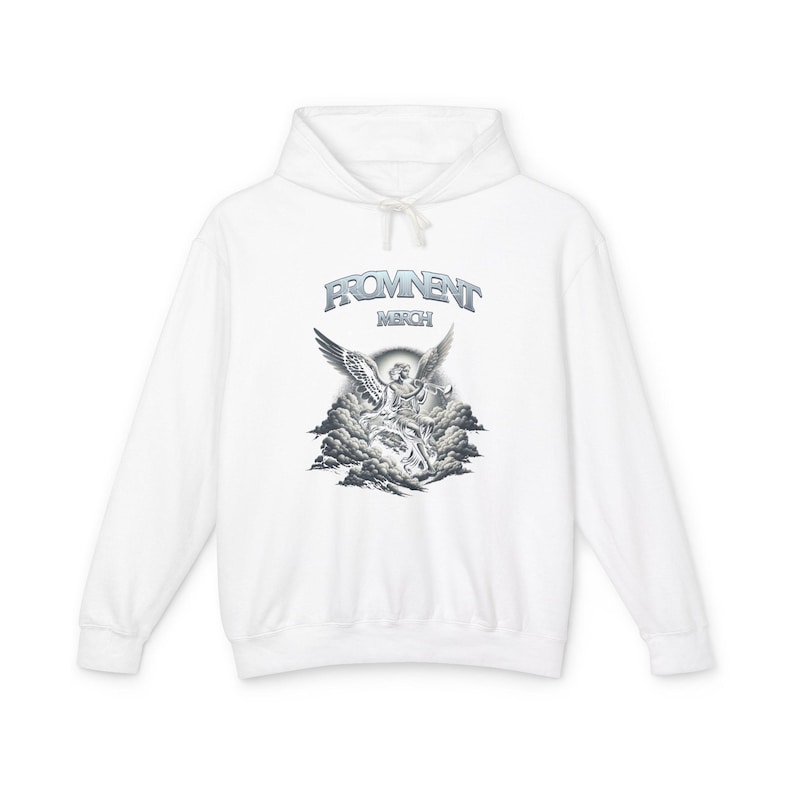 Prominent Merch Angel Hoodie: Lightweight Graphic Pullover Hoodie, Trendy Fan Streetwear Apparel image 1