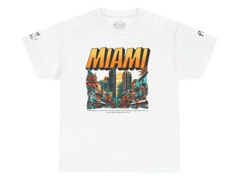 T-shirt vintage skyline de Miami | Palmiers en mode vacances, graphique de voyage rétro