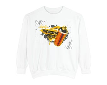 Sweat-shirt graphique peint en aérosol : pull street art, col rond tendance de style urbain