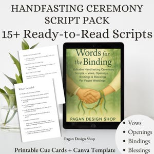 Handfasting Ceremony Scripts Editable Pagan Wedding Vows Binding Blessing Opening Ritual Words Printable PDF Canva Template Guide Officiant
