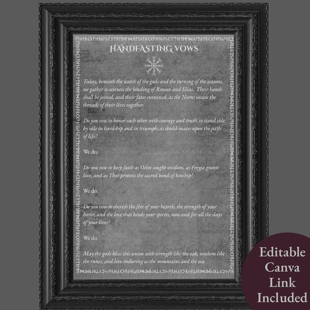 Viking Rune Handfasting Vow Script Norse Pagan Wedding Celtic Marriage ...