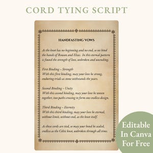 Handfasting Cord Tying Script Celtic Knot Pagan Wedding Binding Ceremony Ritual Printable Keepsake Editable Canva Template