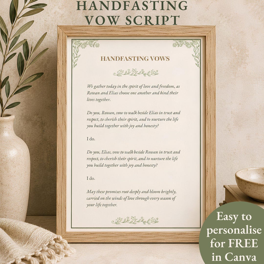 Handfasting Vow Script Minimal Modern Boho Pagan Wedding Ceremony ...