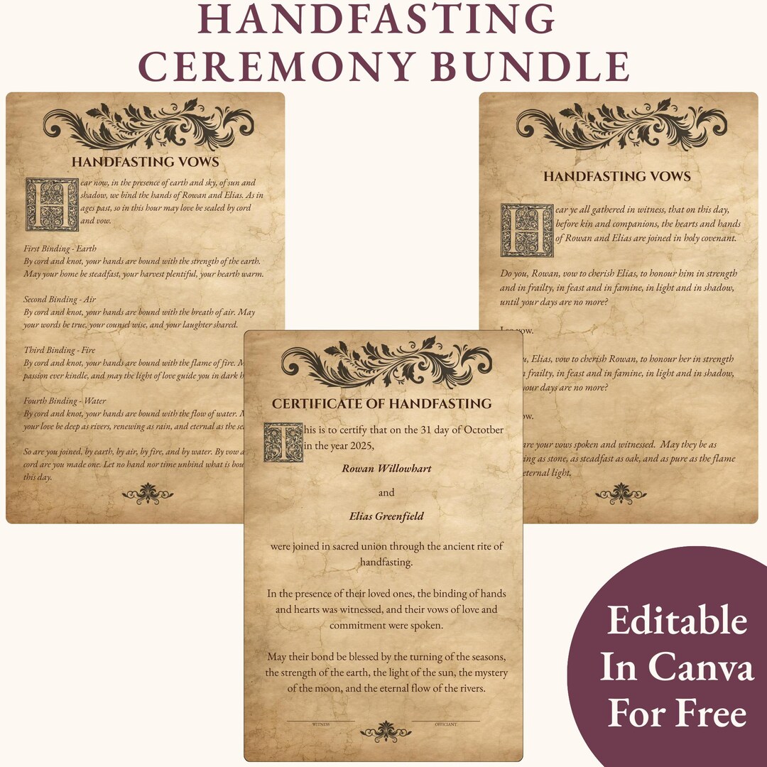 Medieval Illuminated Handfasting Bundle Pagan Wedding Ceremony Set ...