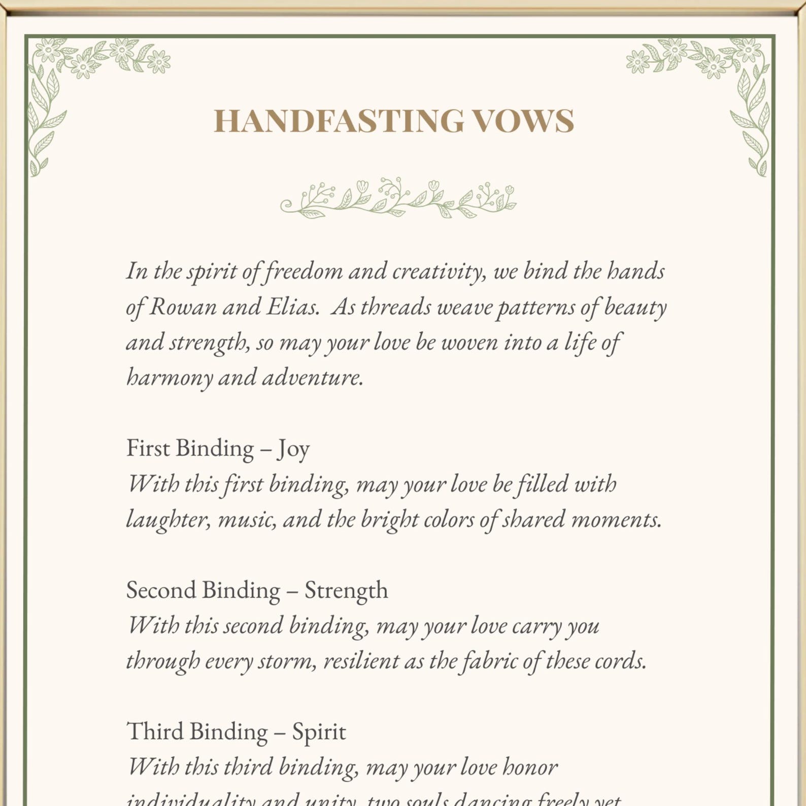 Handfasting Cord Tying Script Minimal Modern Boho Pagan Wedding ...