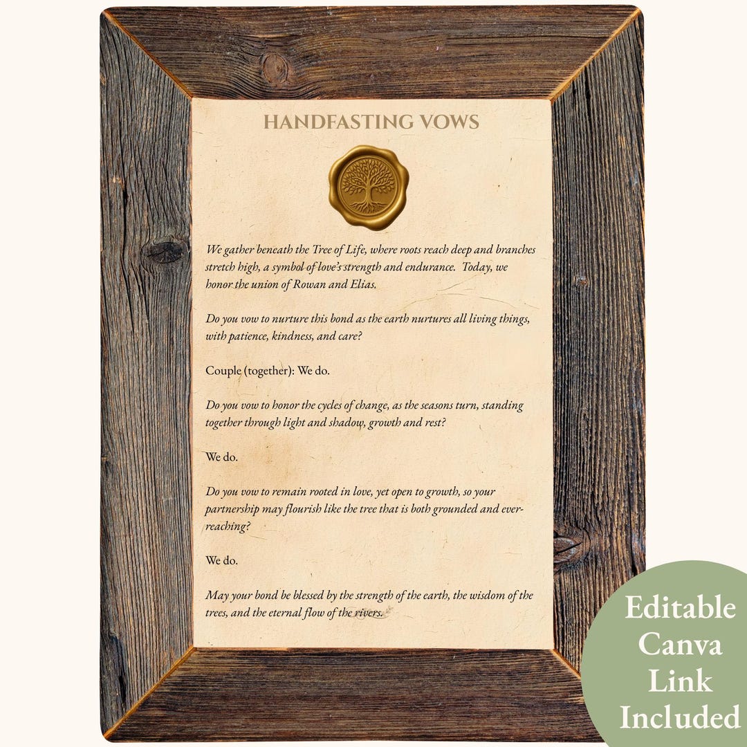 Tree of Life Handfasting Vow Script Pagan Wedding Spiritual Ceremony ...