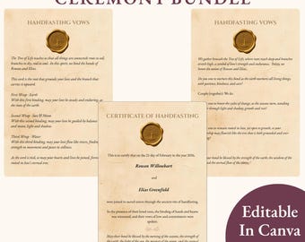 Paquete de matrimonio con el Árbol de la Vida, ceremonia espiritual pagana, recuerdo de matrimonio, renovación de votos wiccanos, editable, Canva, digital e imprimible.